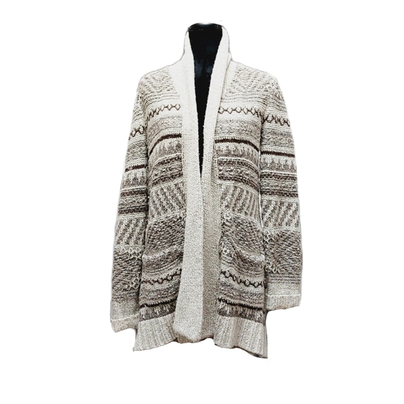 Lucky Brand Womens Open Cardigan Southwestern Long Sleeve Sweater Soft Size M - Picture 2 of 8